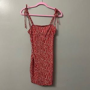 Ditsy Floral Shirred Self-Tie Mini Dress